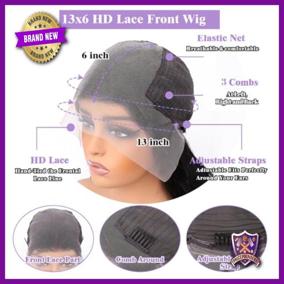 26 Inch Deep Wave Human Hair Wig 200 Density 13x6 Lace Front Pre Plucked
